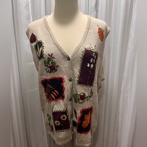 NWT Embroidered Fall Patches Sweater Vest by Bobbie Brooks